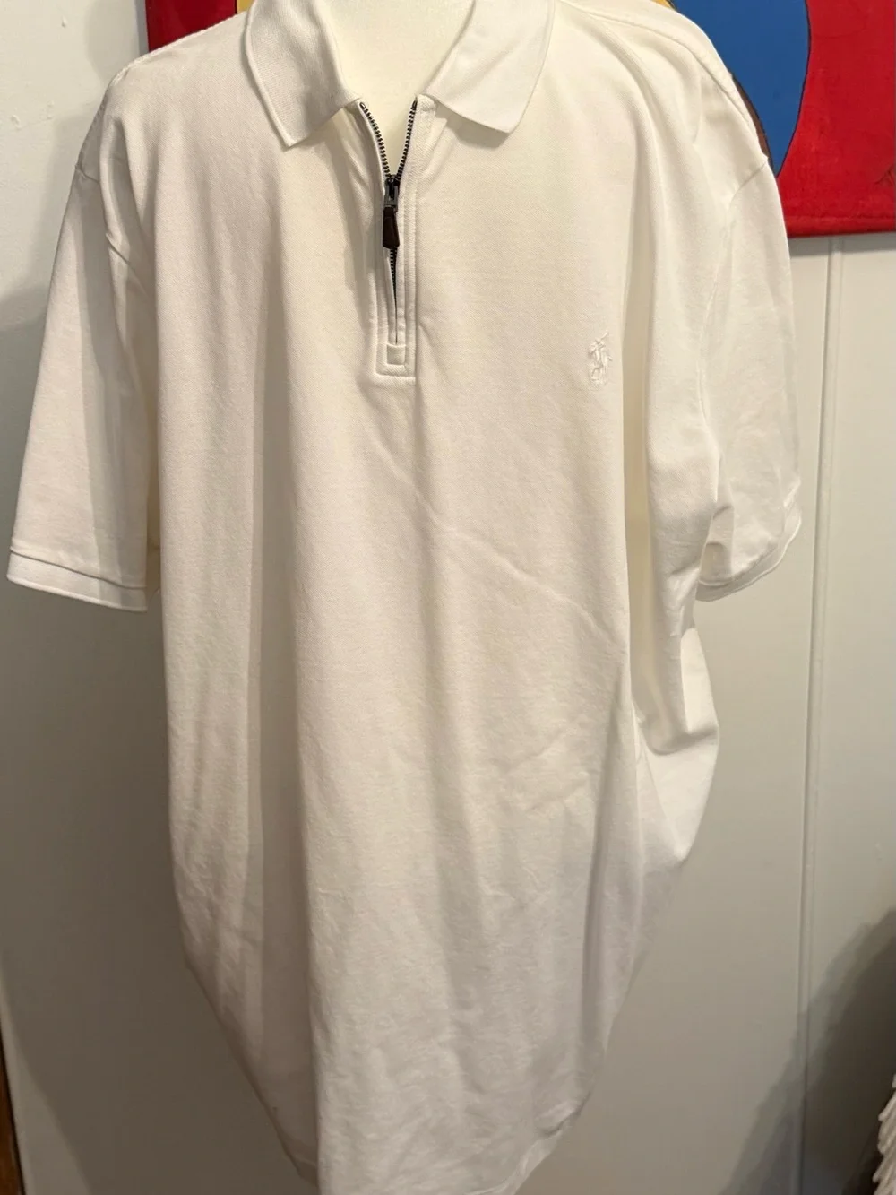 Men's White Ralph Lauren Zip Polo Shirt